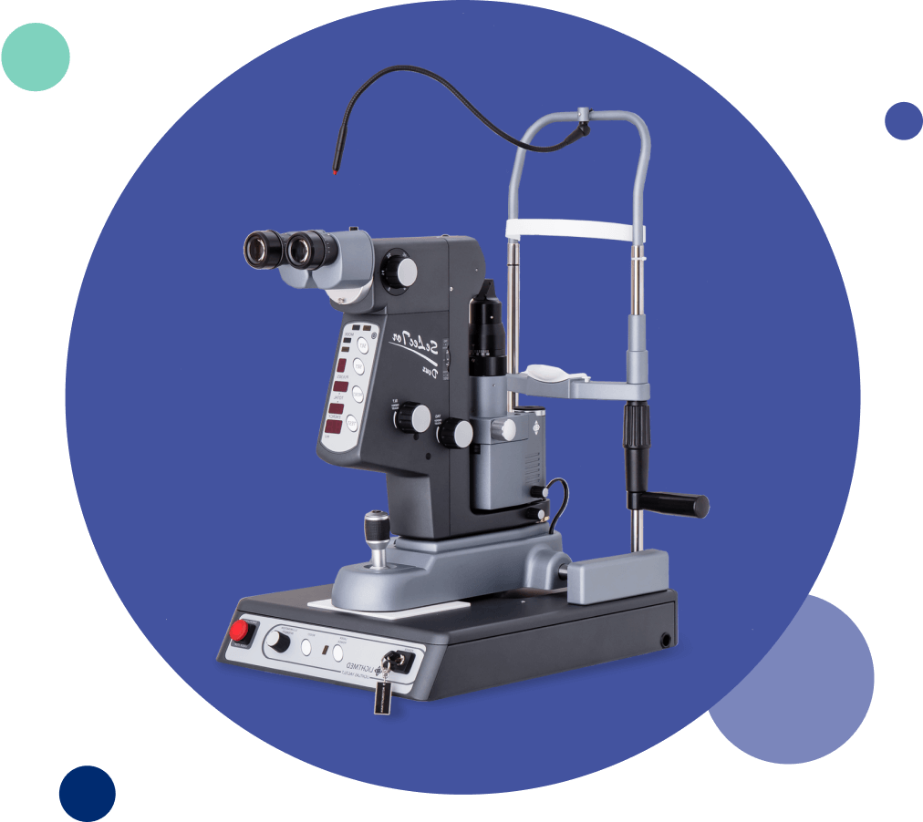 Orphalmic Equipment Landing Page Hero -1 Ophthalmic Laser in Blue Circle